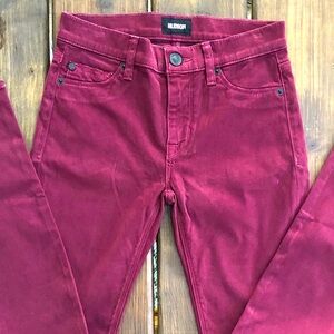 Hudson super skinny 27” inseam plum mid rise burgundy wine suede-soft new 25”